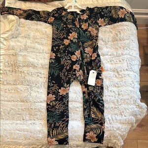 Floral Black and Pink Jumpsuit